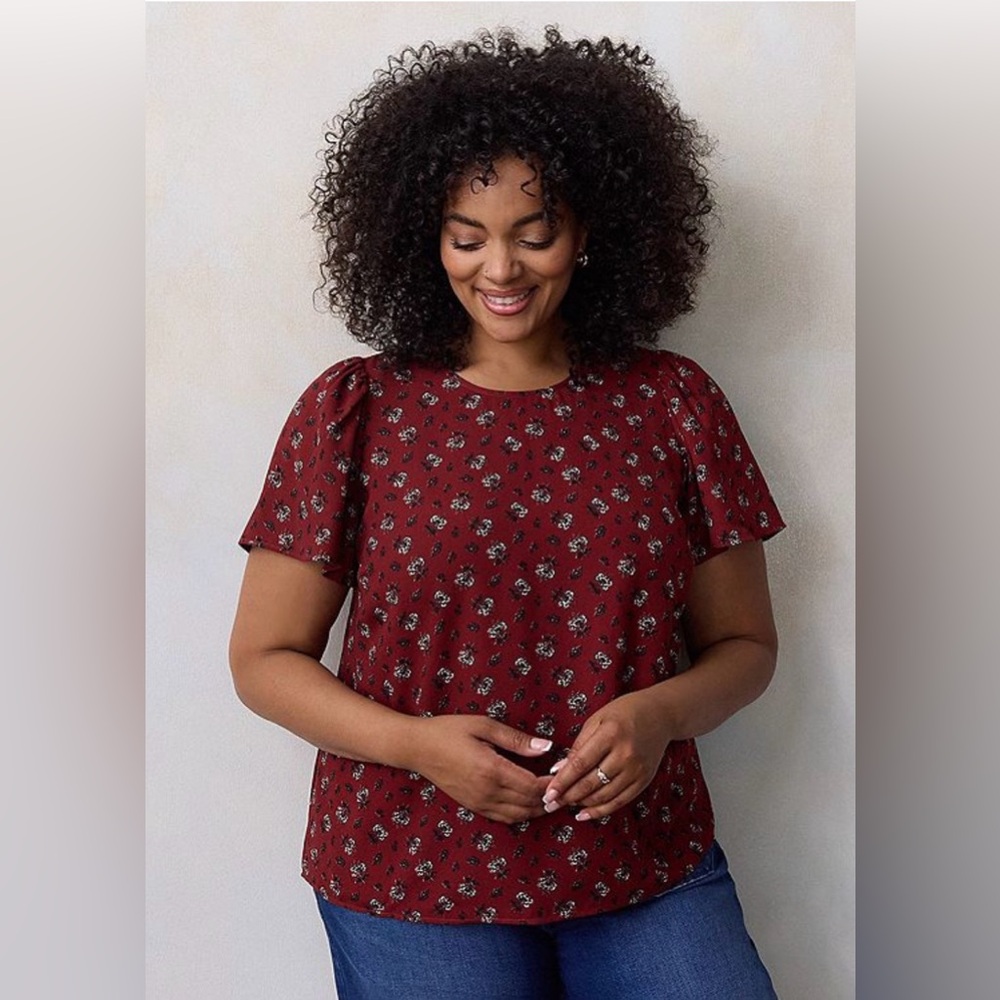 LC Lauren Conrad Flutter Sleeve Blouse Brand New. Wine/brown size 3X / XXXL